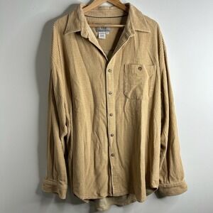 The Territory Ahead Corduroy Button Up Mens XXL Tan Waffle Weave Outdoor Western